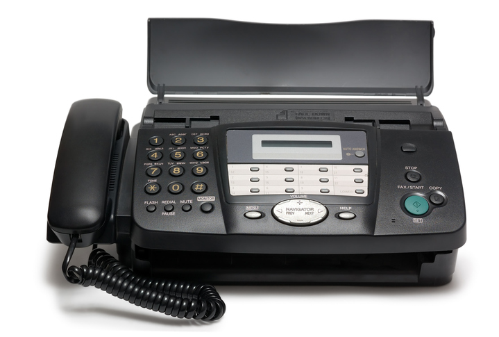 Fax machine against a white background