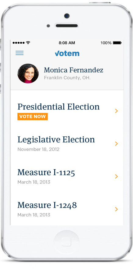 Example of a Votem election on a phone screen